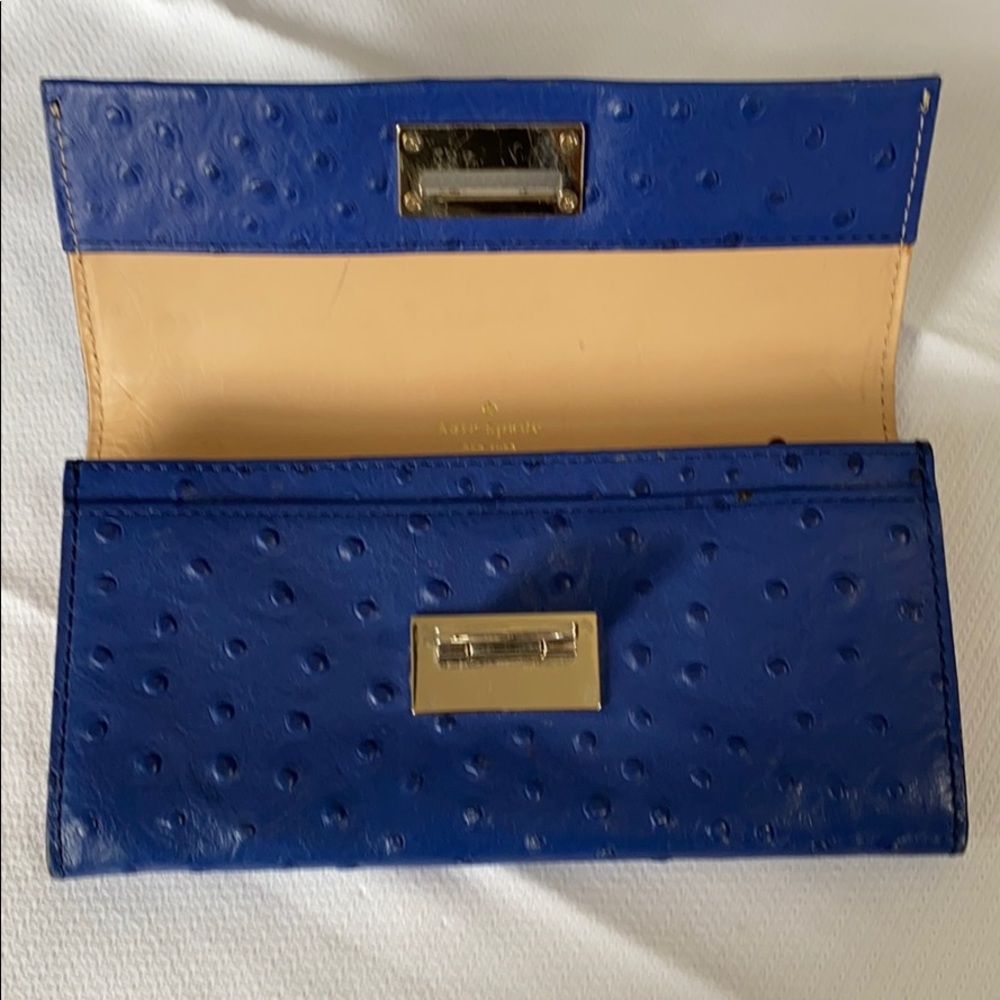 Kate Spade Ostrich Leather Blue Wallet Gem
